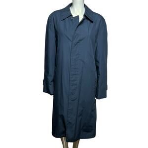 Botany 500 Navy Blue Trench Coat with Fleece Lining, Size Large
